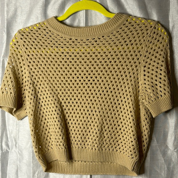Loose Knit Crop Short Sleeve Sweater - Picture 1 of 3